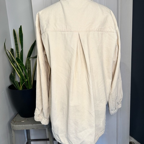 Velvet Heart Corduroy Shacket Shirt Jacket Women Size L Ivory Utility Pockets - Picture 6 of 13